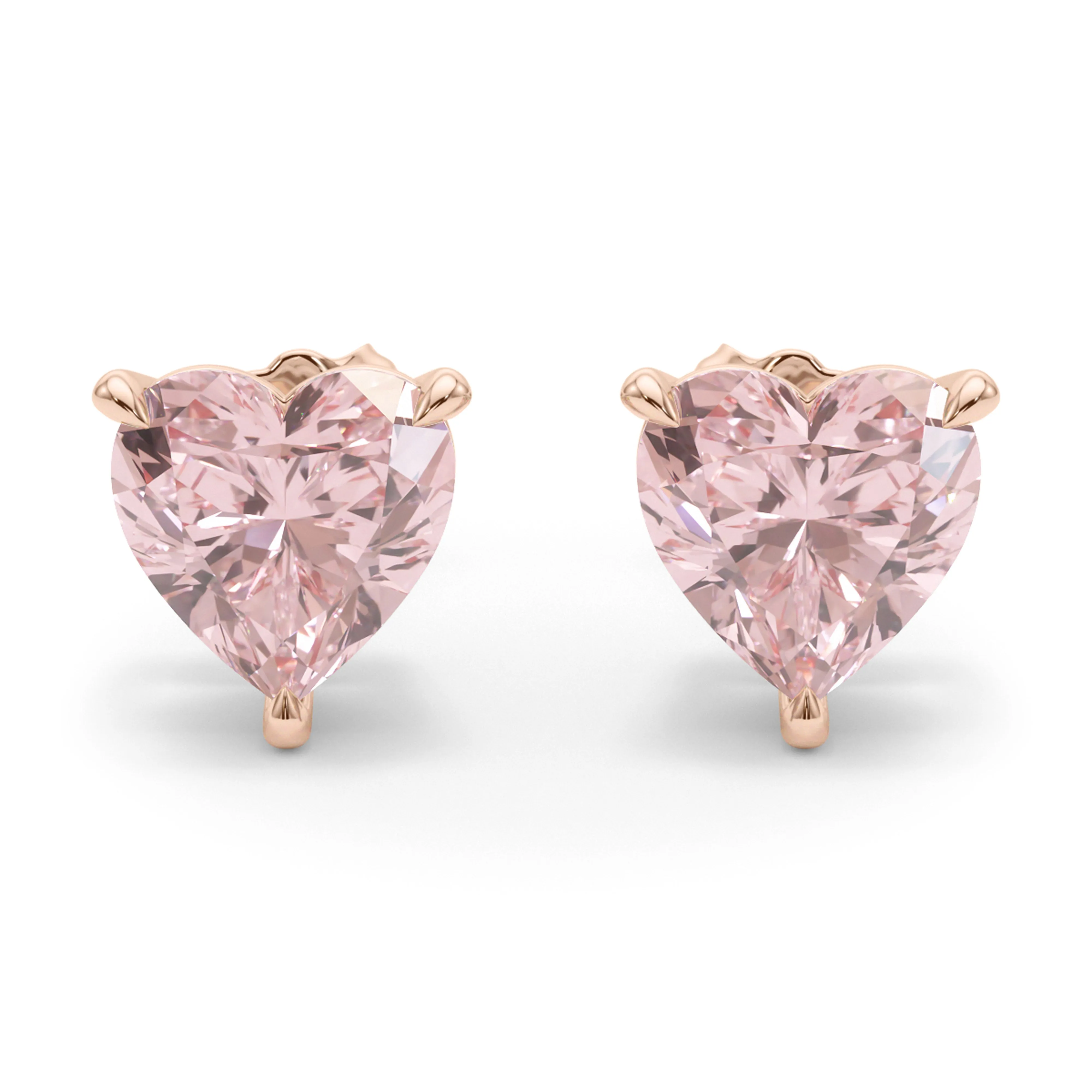 Pink Diamond Heart Shape Studs