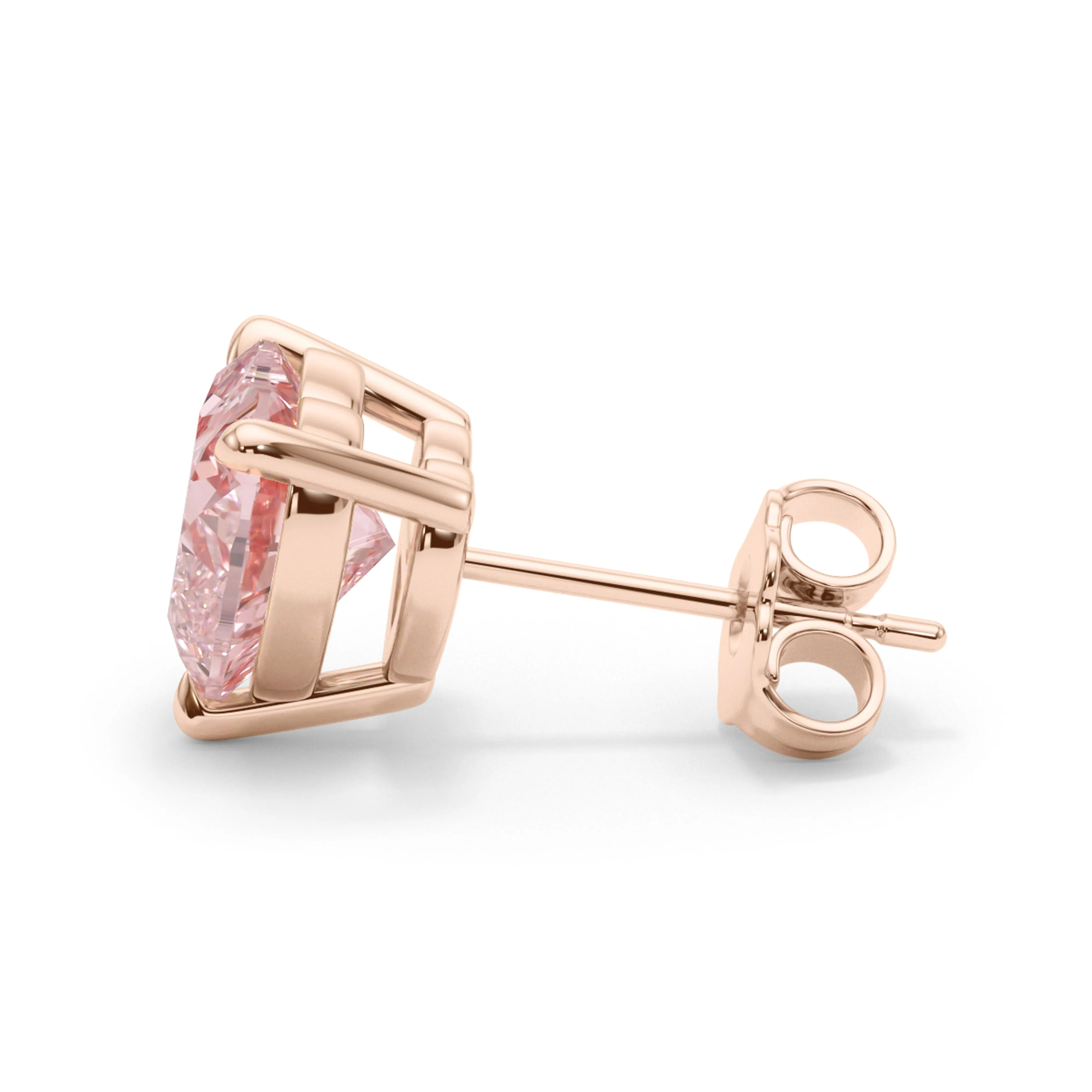 Pink Diamond Heart Shape Studs