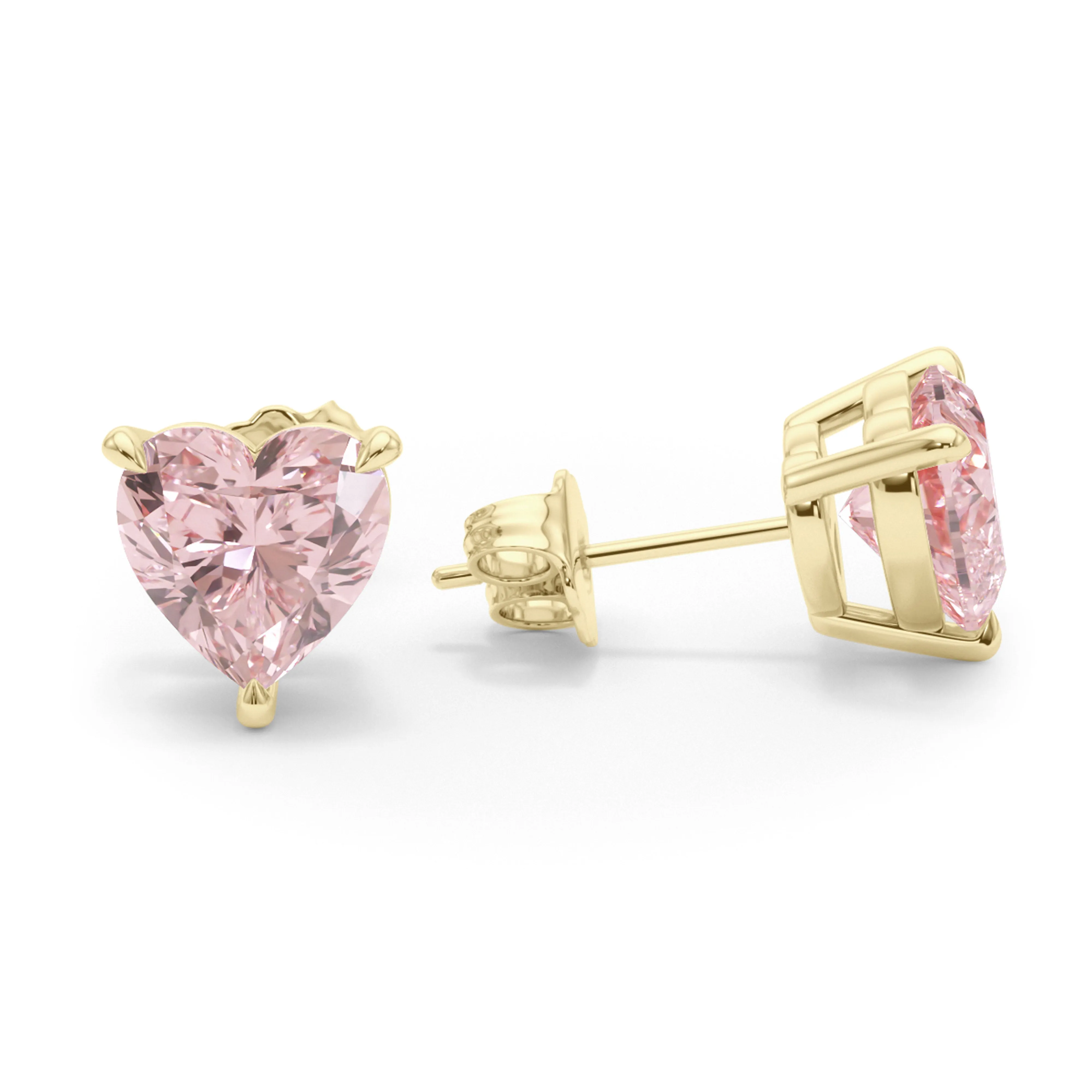 Pink Diamond Heart Shape Studs