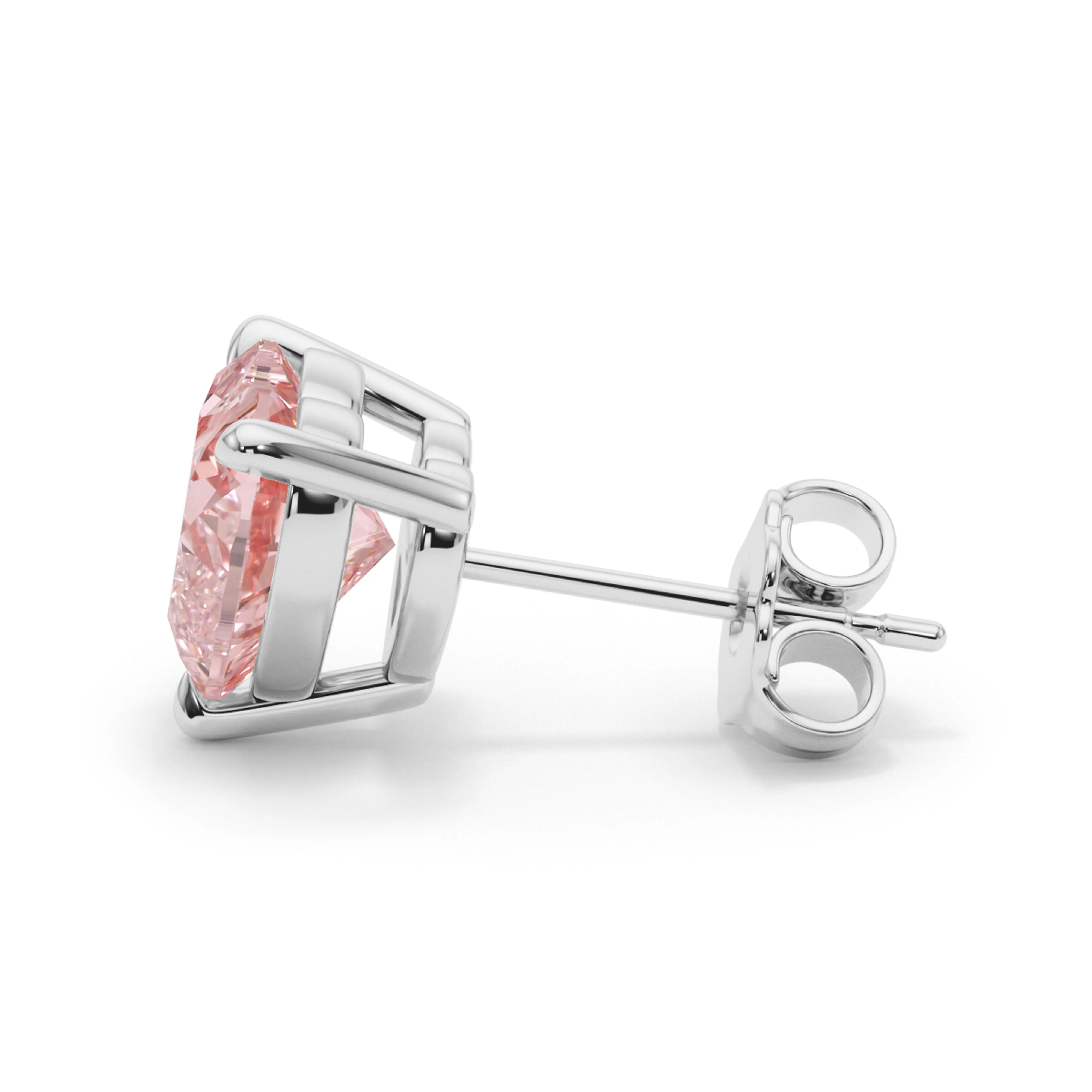 Pink Diamond Heart Shape Studs