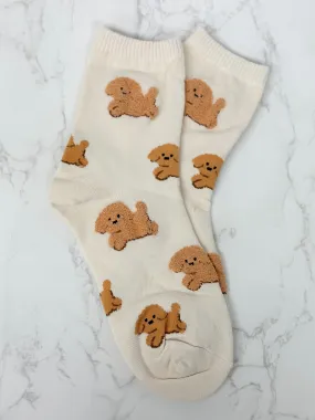 Puppy Crew Socks - Beige