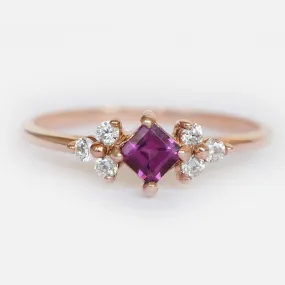 Rhodolite Diamond Cluster Ring Hera