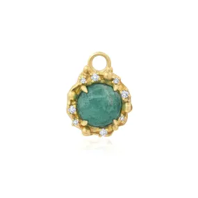 Round Diamond Amazonite Charm