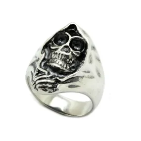 Santa Muerte Death Skull Men Ring Silver 925