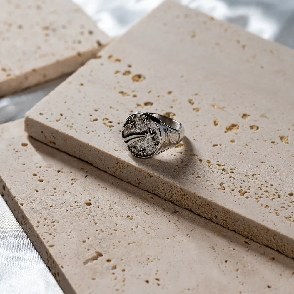 Shooting Star Signet Ring - Silver