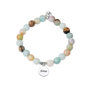 Sister | Stone Beaded Charm Bracelet | Amazonite