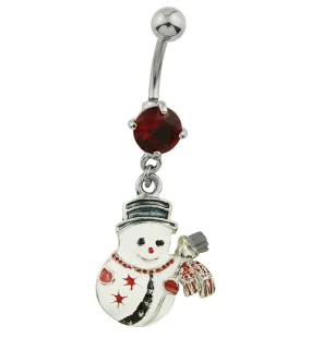 Snowman Dangle Stainless Steel Belly Button Ring