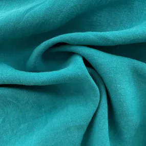 Soft Washed Lightweight Linen Fabric in Caribbean Blue