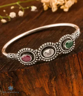 The Manvita Silver Openable Gemstone Bracelet