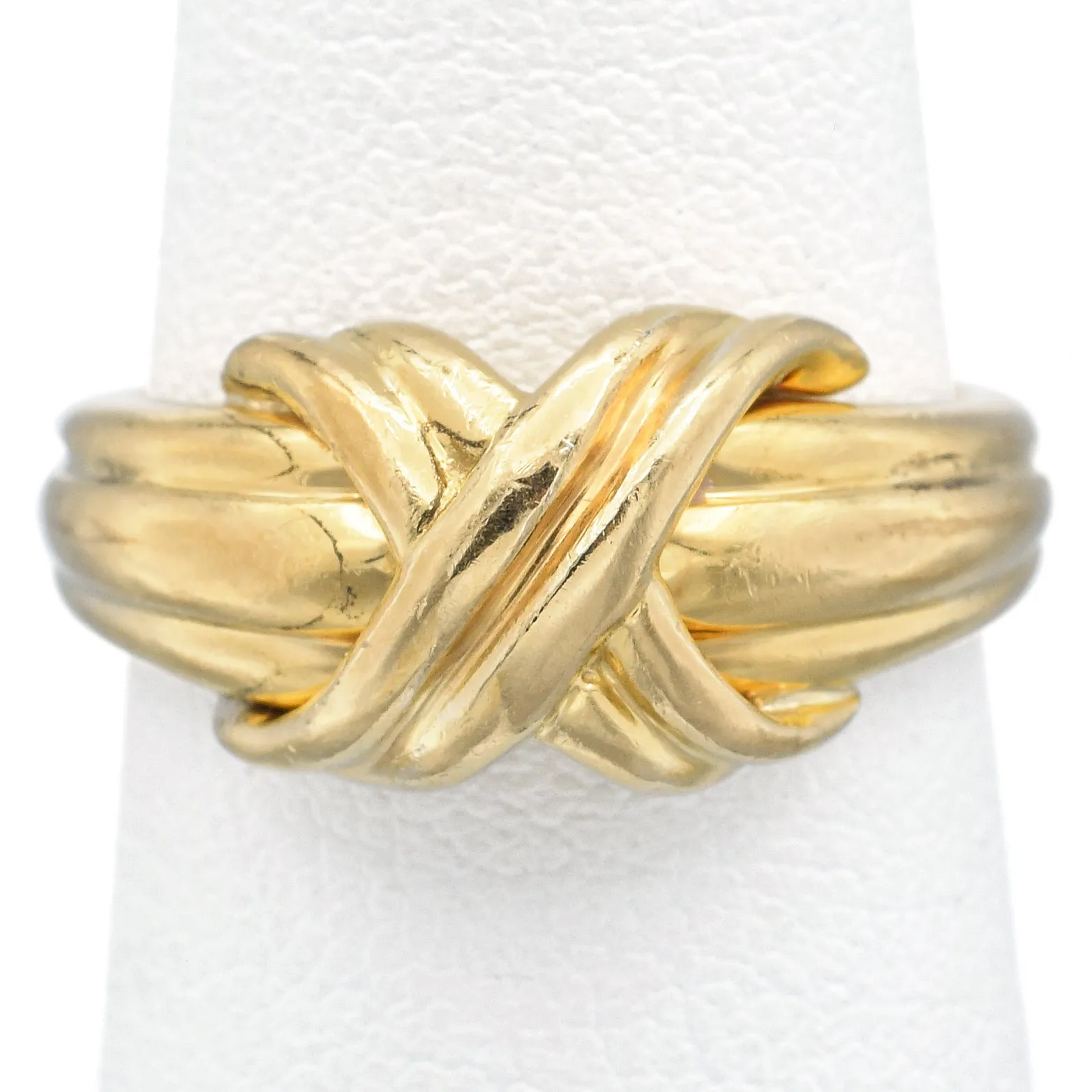 Tiffany & Co. Vintage 1990 18K Yellow Gold Signature X Band Ring Size 5