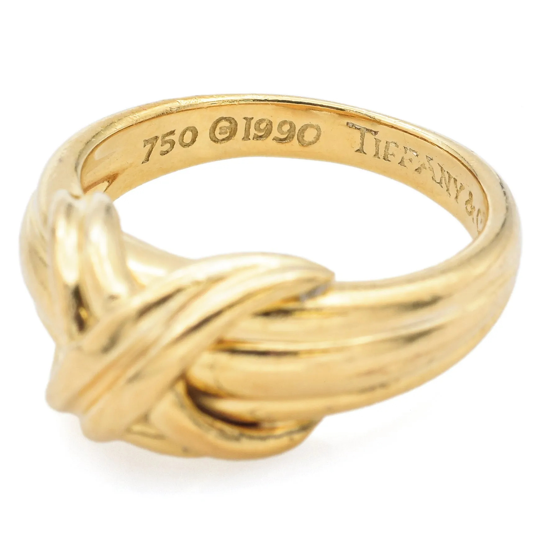 Tiffany & Co. Vintage 1990 18K Yellow Gold Signature X Band Ring Size 5