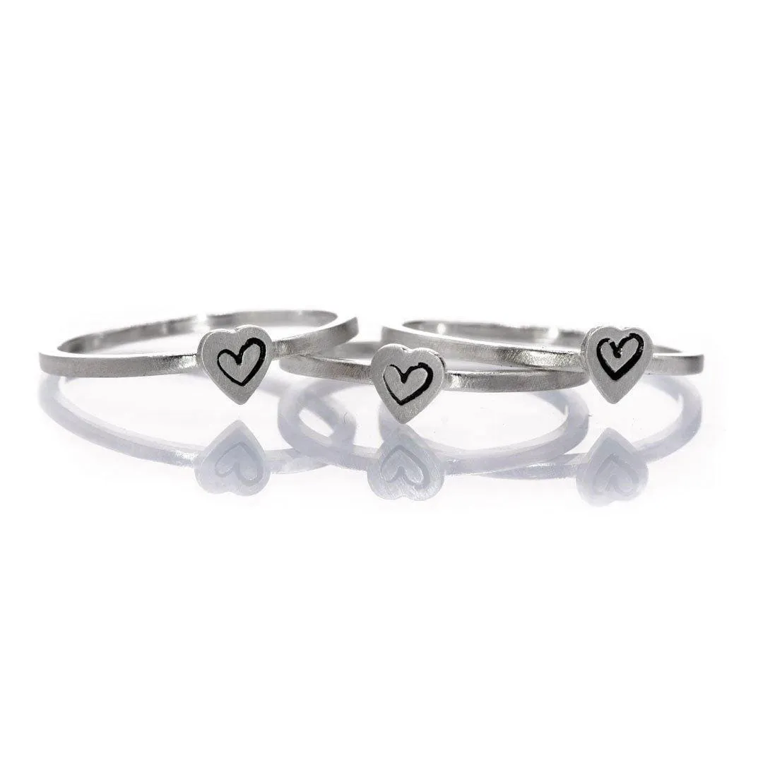 Tiny Stamped Heart Stacking Ring in Sterling Silver {Ready to Ship}