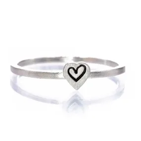 Tiny Stamped Heart Stacking Ring in Sterling Silver {Ready to Ship}