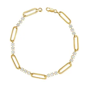 Trio Diamond   Paperclip Link Bracelet