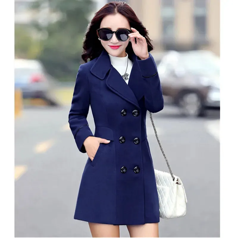 UHYTGF Coat Woman Autumn Winter 2023 Wool Coats For Women Overcoat Double-breasted Woolen Jackets For Women Outerwear M-3XL 124