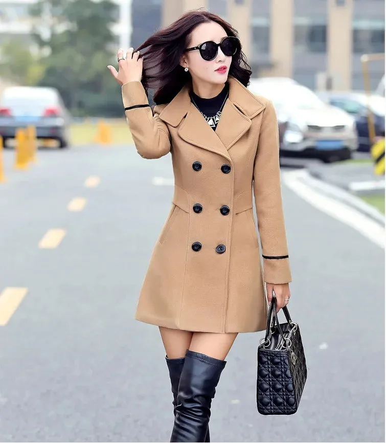 UHYTGF Coat Woman Autumn Winter 2023 Wool Coats For Women Overcoat Double-breasted Woolen Jackets For Women Outerwear M-3XL 124