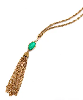 【USA輸入】 ヴィンテージ EMMONS グリーン マーブル タッセル ネックレス/Vintage EMMONS Green Marble Tassel Necklace