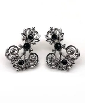 【USA輸入】ヴィンテージ PT ブラック ビジュー ピアス/Vintage Black Bijou Post Earrings