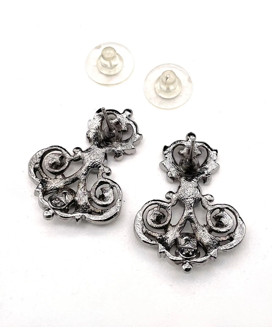 【USA輸入】ヴィンテージ PT ブラック ビジュー ピアス/Vintage Black Bijou Post Earrings