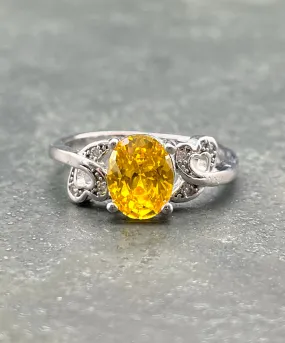 【USA輸入】ヴィンテージ イエロー ビジュー リング/Vintage Yellow Bijou Ring