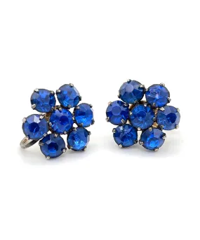 【USA輸入】ヴィンテージ スターリングシルバー ブルービジュー イヤリング/Vintage Sterling Blue Bijou Screw Back Earrings