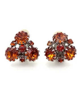 【USA輸入】ヴィンテージ トパーズ オレンジ ビジュー イヤリング/Vintage Topaz Orange Bijou Clip On Earrings