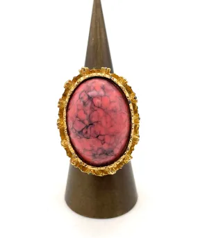 【USA輸入】ヴィンテージ ピンク マーブル ルーサイト リング/Vintage Pink Marble Lucite Ring