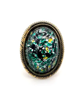 【USA輸入】ヴィンテージ フォイルガラス カボション リング/Vintage Foil Glass Cabochon Rings