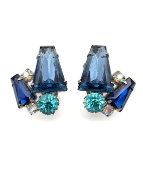 【USA輸入】ヴィンテージ  ブルー オーロラ ビジュー イヤリング/Vintage Blue Aurora Bijou Clip On Earrings