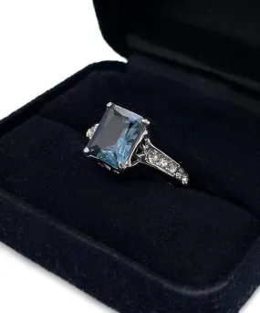 【USA輸入】ヴィンテージ ブルー クリア ビジュー リング/Vintage Blue Clear Bijou Ring