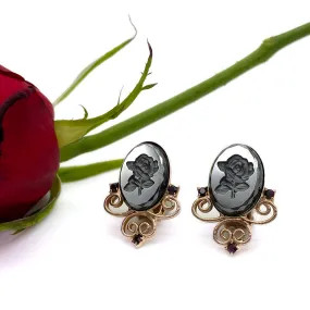 【USA輸入】ヴィンテージ ヴィンテージ ローズ カメオ フィリグリー イヤリング/Vintage Rose Cameo Filigree Earrings