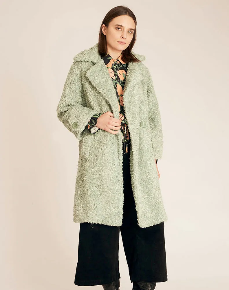 VEGAN SHEEPSKIN COAT -  GREEN