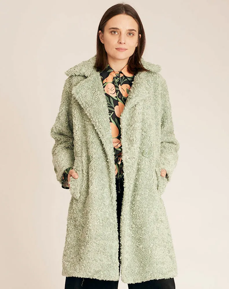 VEGAN SHEEPSKIN COAT -  GREEN