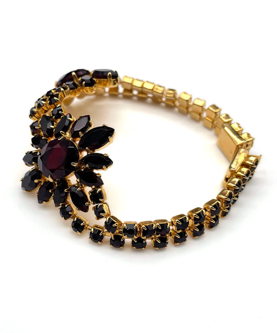 【チェコ買付】ヴィンテージ ダークレッド ビジュー ブレスレット/Vintage Dark Red Bijou Bracelet