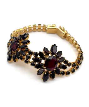 【チェコ買付】ヴィンテージ ダークレッド ビジュー ブレスレット/Vintage Dark Red Bijou Bracelet