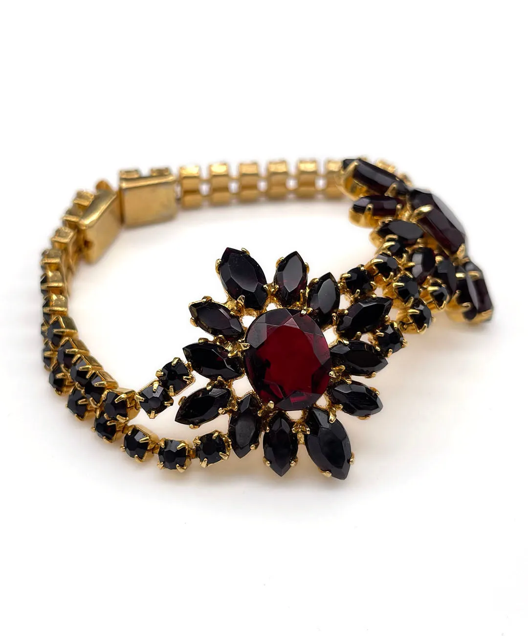 【チェコ買付】ヴィンテージ ダークレッド ビジュー ブレスレット/Vintage Dark Red Bijou Bracelet