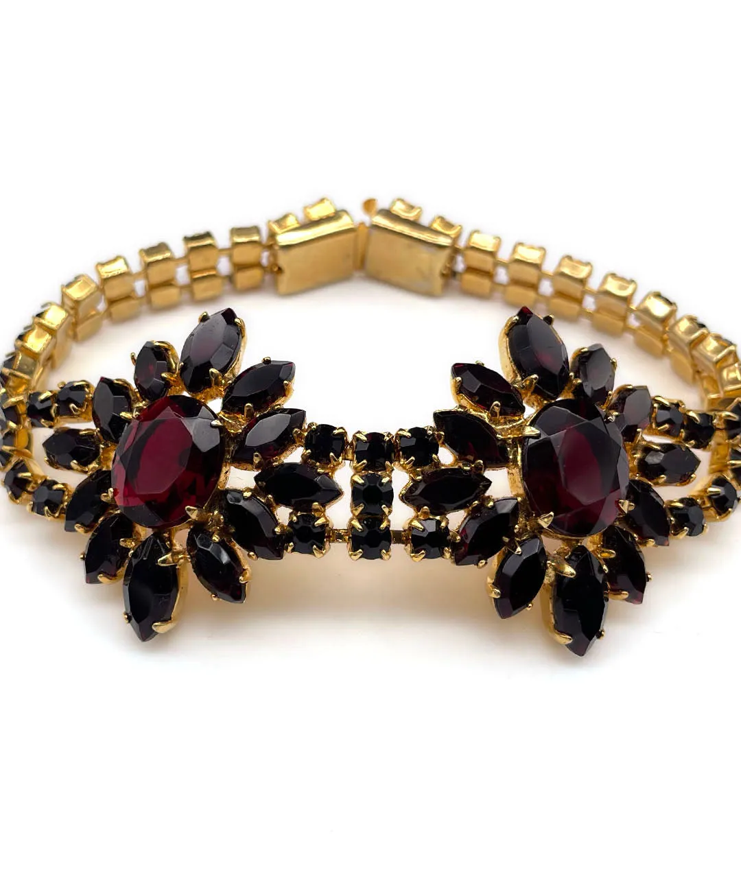 【チェコ買付】ヴィンテージ ダークレッド ビジュー ブレスレット/Vintage Dark Red Bijou Bracelet