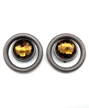 【ドイツ買付】ヴィンテージ SEIBOTH ブラウン ガラス イヤリング/Vintage SEIBOTH Brown Glass Clip On Earrings