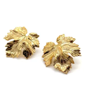 【フランス輸入】ヴィンテージ SPHINX ゴールドリーフ ピアス/Vintage SPHINX Gold Leaf Post Earrings